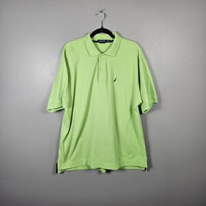 NAUTICA Mens Polo Golf Short Sleeve Shirt Size XL Lime Green Collared Rugby